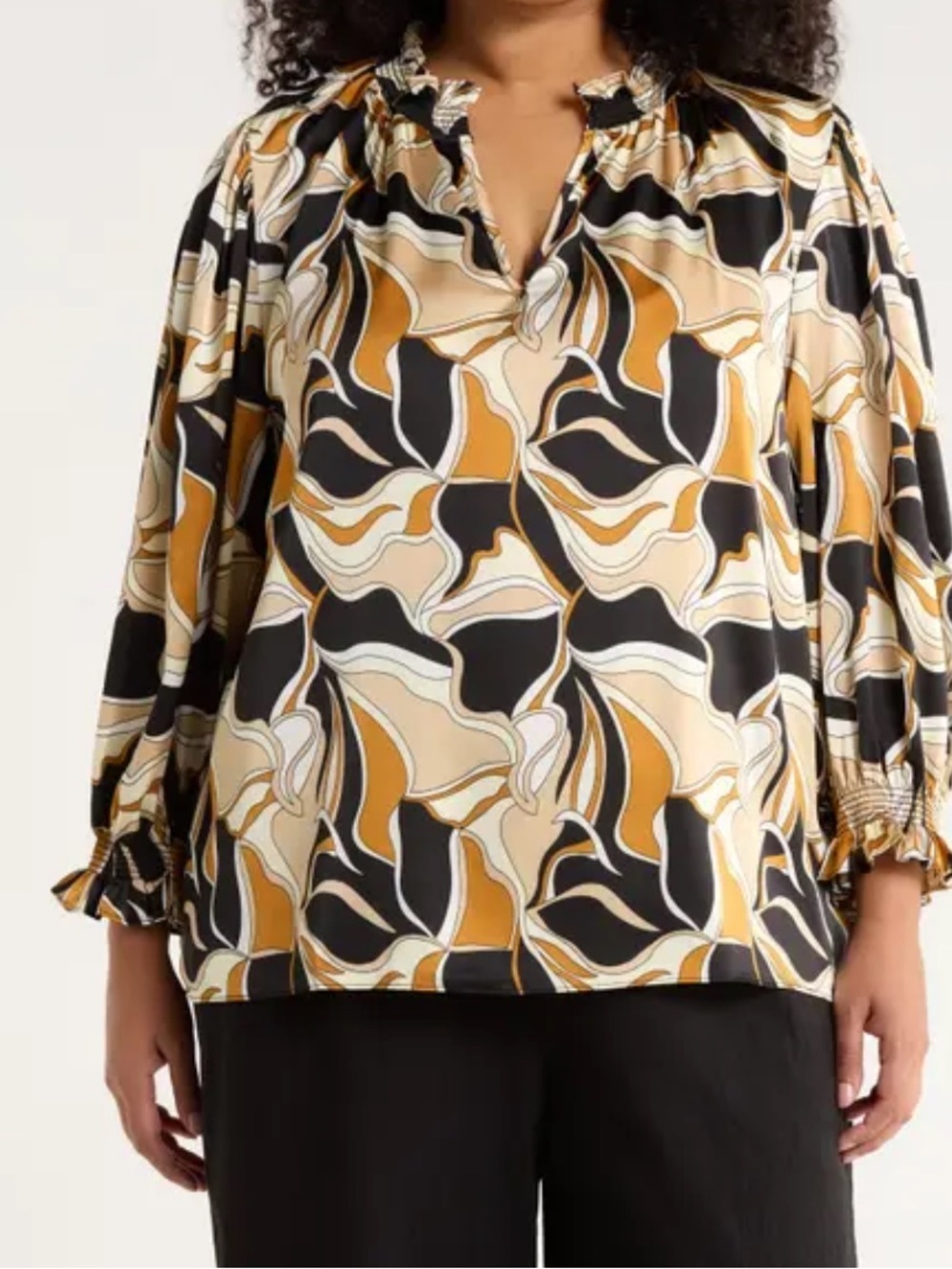 SugarLips paisley Ruffle Blouse - Black & Brown size L